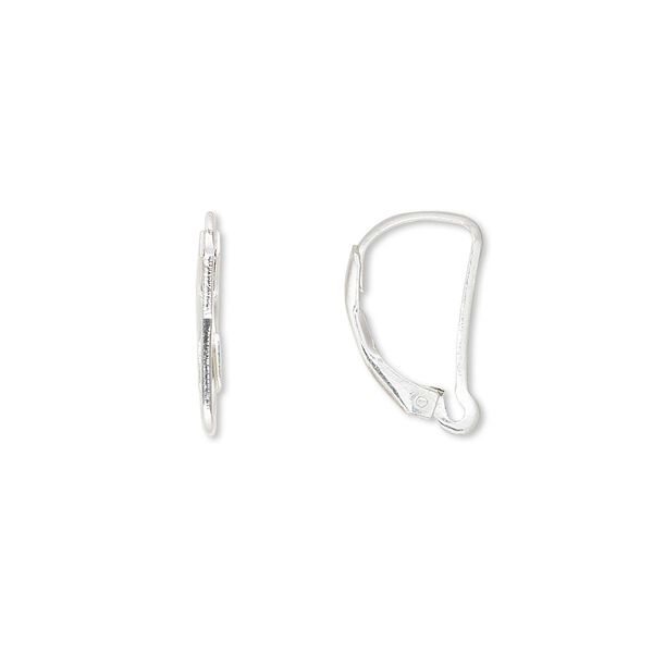 Ear wire, sterling silver-filled, 16mm smooth leverback with open 1/2 loop. Sold per pair. image number 0