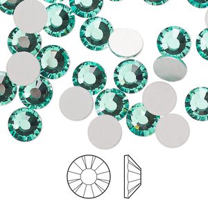 Flat back 12pk Caribbean Sea foil back, Preciosa MAXIMA Czech crystal rhinestone 7.069-7.272mm chaton rose round SS34