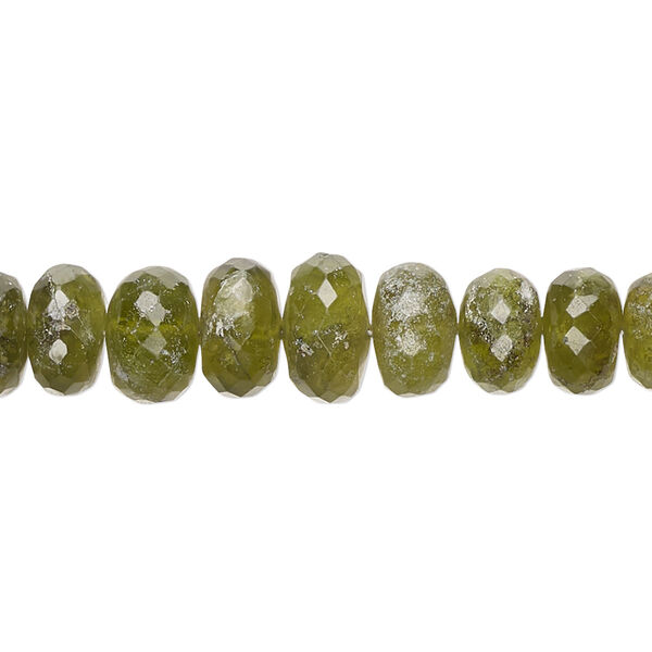 Grossularite garnet 1pkg1, hand-cut faceted rondelle bead natural C grade, 9 inch graduated 7x3mm-10x6mm image number 0