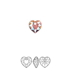 Drop 4pk light rose shimmer, Crystal Passions® 8mm pendant heart cut 6432