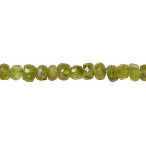 Peridot 1pkg1, hand-cut faceted rondelle bead natural, 12 inch 5x3mm-6x4mm