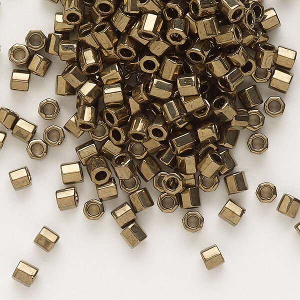Seed bead, Delica®, glass, pkg/250g, #8 cut, opaque metallic dark bronze (DBLC-0022). image number 0