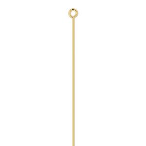 Eye pin, gold-plated brass, 3-1/2 inches, 21 gauge. Sold per pkg of 100.