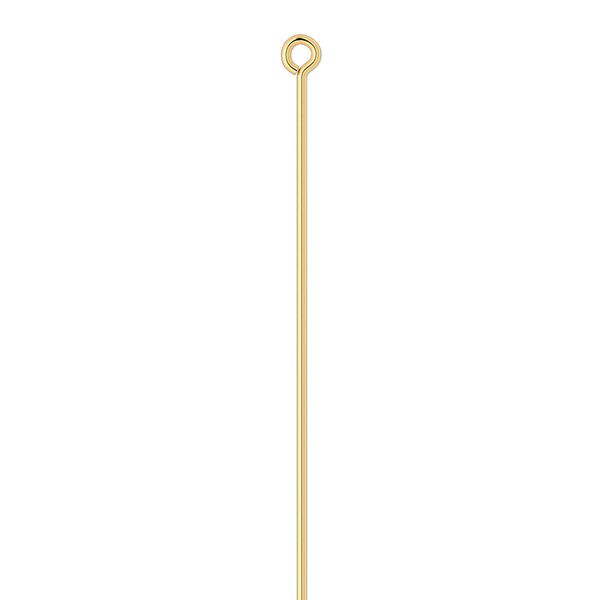 Eye pin, gold-plated brass, 3-1/2 inches, 21 gauge. Sold per pkg of 100. image number 0