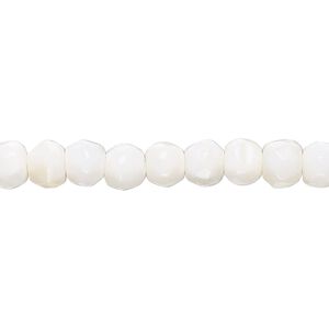 White opal 1pkg1, hand-cut faceted uneven round bead natural 14 inch 5-7mm