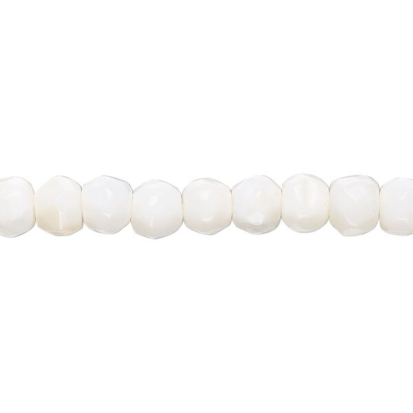 White opal 1pkg1, hand-cut faceted uneven round bead natural 14 inch 5-7mm image number 0