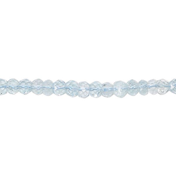 Bead, sky blue topaz (irradiated), 4x3mm hand-cut faceted rondelle, B grade, Mohs hardness 8. Sold per 8-inch strand, approximately 55-65 beads. image number 0