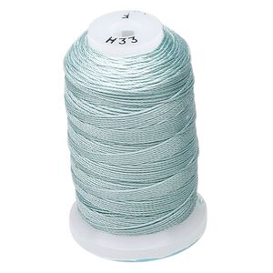 Thread, Purely Silk™, pale green, size F. Sold per 140-yard spool.
