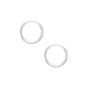 Earring hoop 1pkg2 sterling silver, 12mm round / endless loop, 1 pair