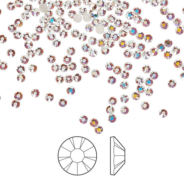 Flat back 1440pk crystal AB foil back, Preciosa MAXIMA Czech crystal hotfix rhinestone 1.9-2.1mm chaton rose round SS6 image number 0