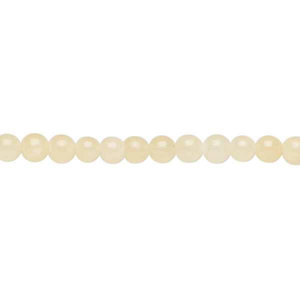 Bead, yellow calcite (stabilized / coated), 4mm round, B grade, Mohs hardness 3. Sold per 15-1/2" to 16" strand. image number 0