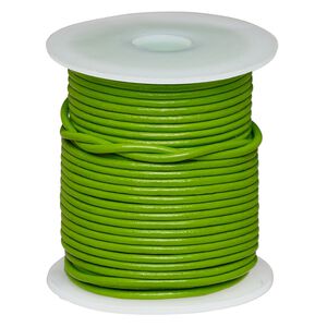Cord, leather (dyed), green, 2-2.2mm round. Sold per 25-yard spool.