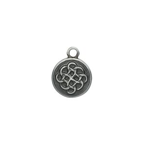 Drop, enamel and "pewter" (zinc-based alloy), black, 12mm double-sided round with Celtic knot design. Sold individually.