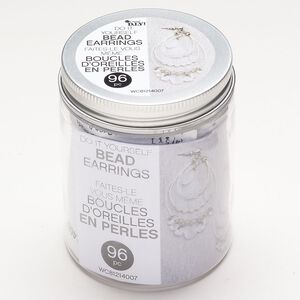 Earring kit brass steel acrylic 1pk mixed sizes shapes, gold finish silver finish clear