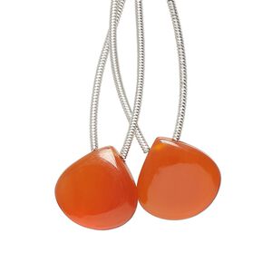 Carnelian 1pkg2, hand-cut top-drilled puffed teardrop bead 14x14mm