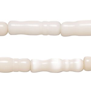 Bead, cat's eye glass (fiber optic glass), blush, 25x6mm-26x7mm bamboo. Sold per pkg of (2) 15-inch strands, approximately 30 beads.