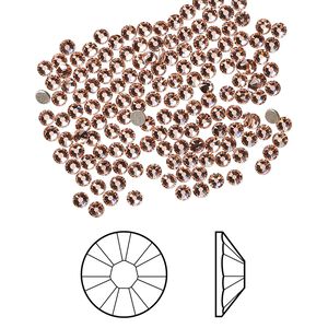 Flat back 1440pk rose peach foil back, Swarovski® 2.1-2.3mm rose round SS7 2058