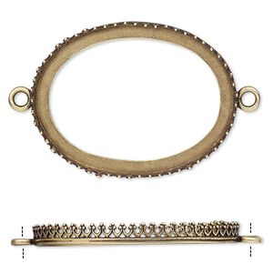 Focal, JBB Findings, antiqued brass, 42.5x32mm oval with open back and decorative trim, 40x30mm oval bezel setting. Sold individually.