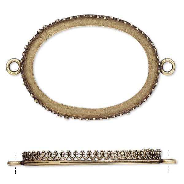 Focal, JBB Findings, antiqued brass, 42.5x32mm oval with open back and decorative trim, 40x30mm oval bezel setting. Sold individually. image number 0