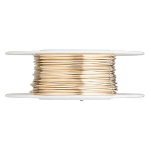 Wire, 12Kt gold-filled, dead-soft, round, 22 gauge. Sold per pkg of 25 feet.