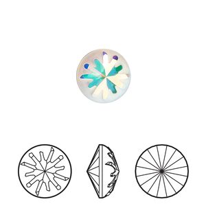 Round stone 2pk crystal AB foil back, Crystal Passions® 10mm sea urchin 1695