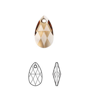Drop 1pkg144 light smoked topaz, Swarovski® ReCreated™, 16mm faceted pendant pear 6106