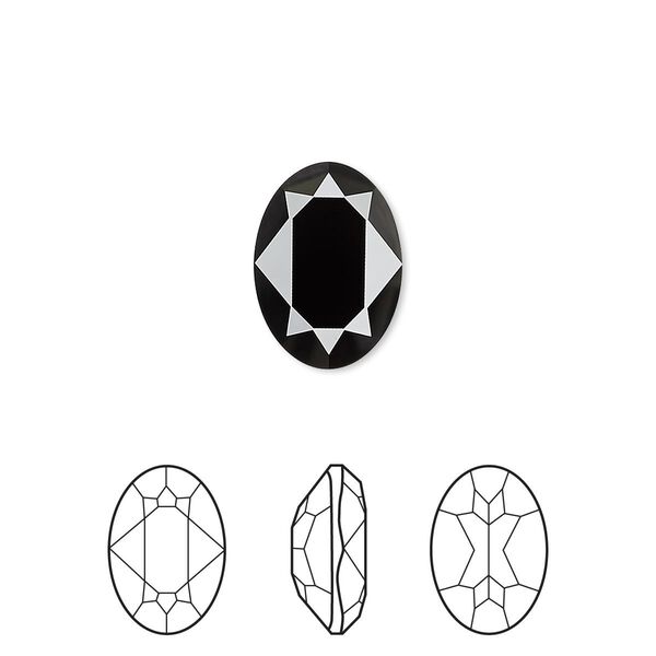Fancy stone 12pk jet, Crystal Passions® 14x10mm oval 4120 image number 0