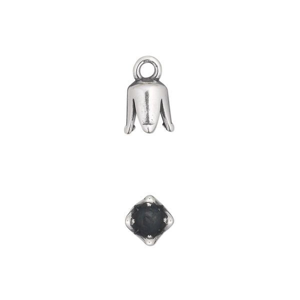 Cord end, JBB Findings, antique silver-plated pewter (tin-based alloy), 8.5x6mm cone, 4mm inside diameter. Sold per pkg of 2. image number 0
