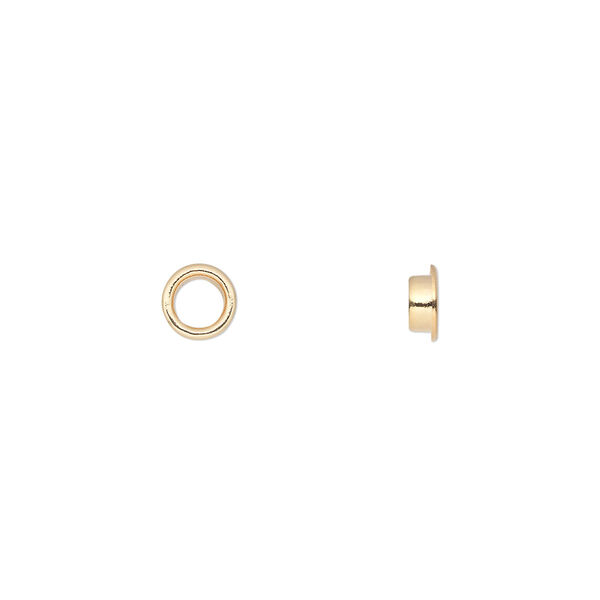 Grommet, glue-in, gold-plated brass, 5.5mm round, 4mm inside diameter. Sold per pkg of 100. image number 0