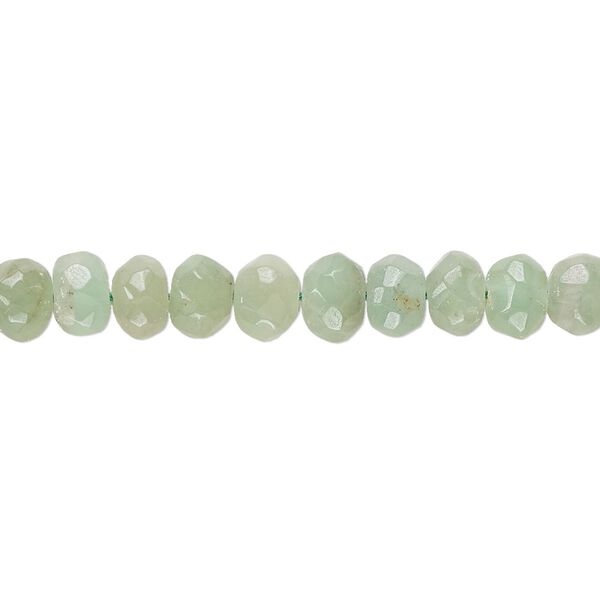 Green chalcedony 1pkg1, hand-cut faceted rondelle bead 14 inch 5x4mm-7x5mm image number 0