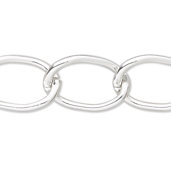 Chain 1pkg1 curb, 15mm, aluminum / anodized silver 25 foot unfinished image number 0