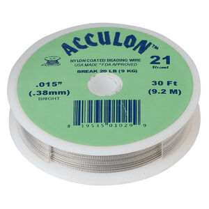 Beading wire, Acculon®, nylon-coated stainless steel, clear, 21 strand, 0.015-inch diameter. Sold per 30-foot spool.