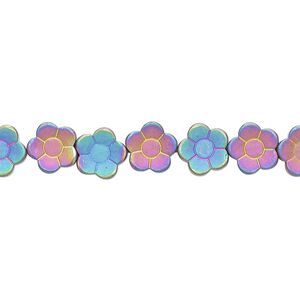 Hemalyke™ 1pkg1, matte electroplated flower bead 15.5-16 inch 8x8mm