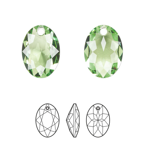 Drop 1pk peridot, Crystal Passions® Regenerated 16mm pendant elliptic cut 6438 image number 0