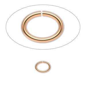 Jump ring, gold-plated brass, 8x6mm oval, 6.2x4.1mm inside diameter, 18 gauge. Sold per pkg of 500.
