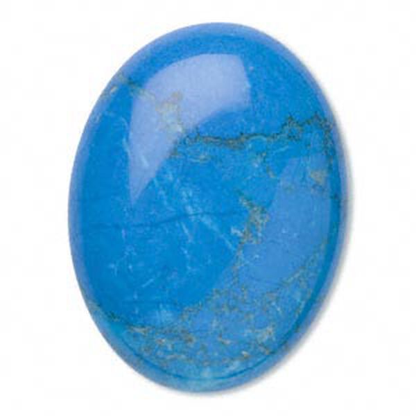 Cabochon, howlite (dyed), turquoise blue, 40x30mm calibrated oval, B grade, Mohs hardness 3 to 3-1/2. Sold individually. image number 0