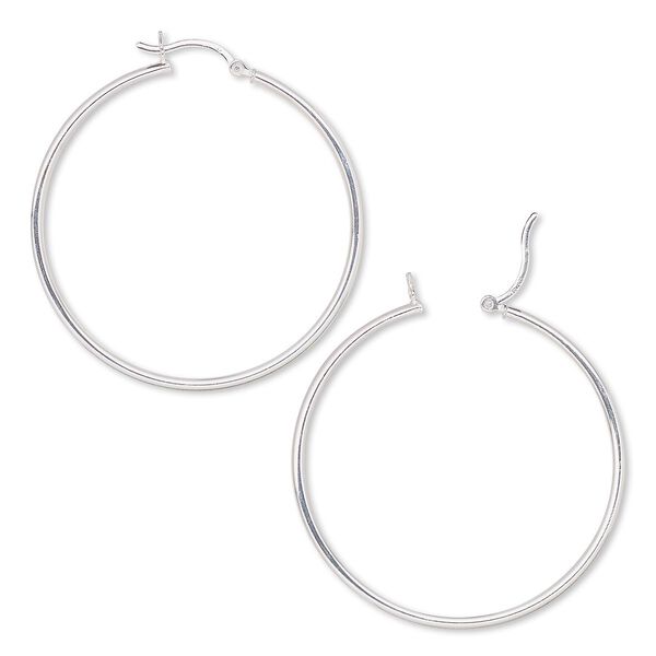 Earring, sterling silver-filled, 46mm round hoop with latch-back closure. Sold per pair. image number 0