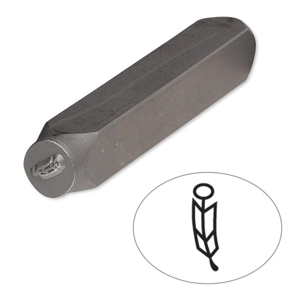 Stamp punch, tempered chrome vanadium steel, 6x2mm feather, 2-3/4 x 3/8 inches. Sold individually. image number 0