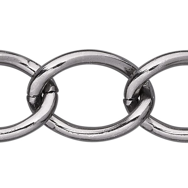 Chain 1pkg1 curb, 23mm, aluminum / anodized gunmetal 25 foot unfinished image number 0