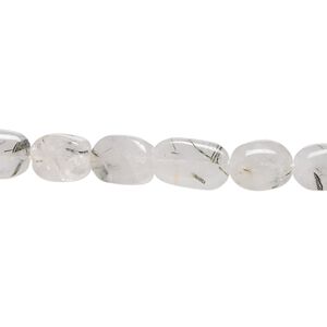 Tourmalinated quartz 1pkg1, hand-cut flat oval bead natural 15.5-16 inch 9x8mm-12x10mm