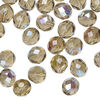 Bead, Czech fire-polished glass 1pkg600, translucent smoke half-coated AB, 8mm faceted round. image number 0