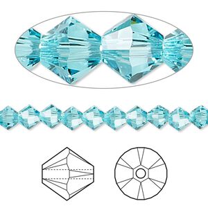 Bead 144pk light turquoise, Crystal Passions® 5mm bicone 5328