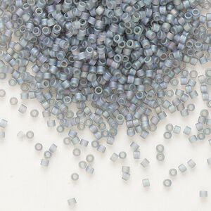 Seed bead, Delica®, glass, pkg/50g, #11 round, translucent matte rainbow grey (DB-0863).