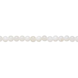 Bead, mother-of-pearl shell (bleached), white, 3mm round, Mohs hardness 3-1/2. Sold per 15-1/2" to 16" strand.