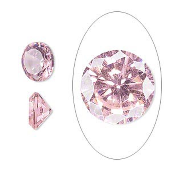 Gem, cubic zirconia, pink, 5mm faceted round, Mohs hardness 8-1/2. Sold per pkg of 5. image number 0