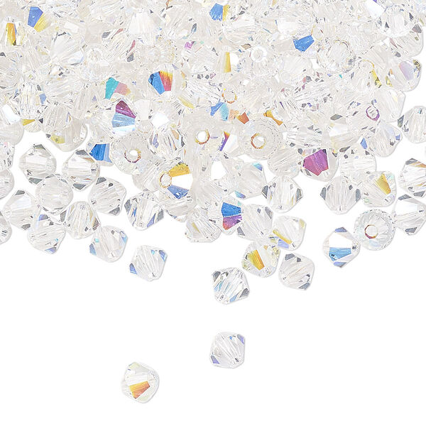Bead 720pk crystal AB, Preciosa Czech crystal 4mm bicone image number 0