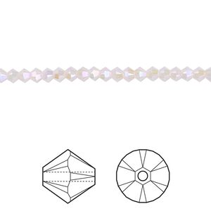 Bead 48pk rose water opal shimmer 2X, Crystal Passions® 3mm bicone 5328