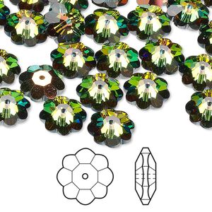 Margarita flower 288pk crystal vitrail medium, Swarovski® 10x3.5mm 3700