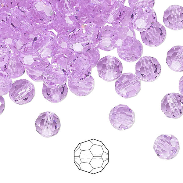 Bead 144pk violet, Preciosa Czech crystal 6mm round image number 0