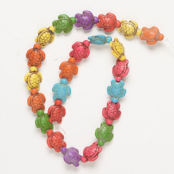 "Magnesite" / resin 1pkg1, turtle bead 14 inch mixed colors 15x13mm-16x14mm image number 0